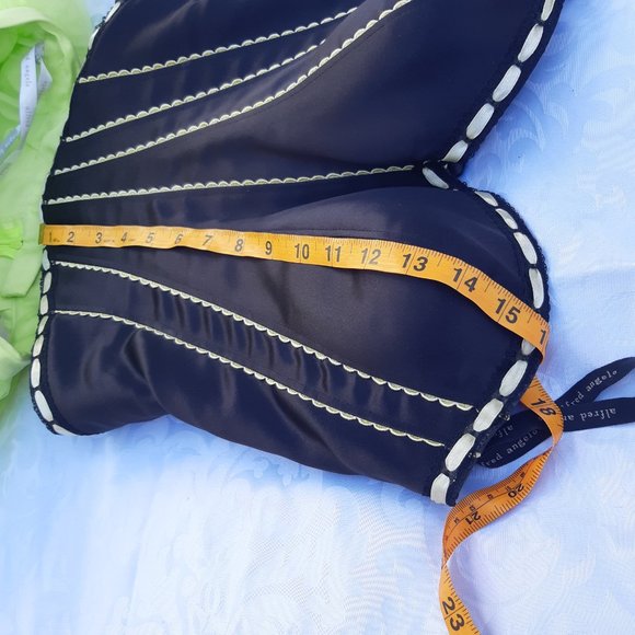 Alfred Angelo Green and Black Prom Gown w/ Lace-Up Corset Style Bodice - Picture 9 of 15